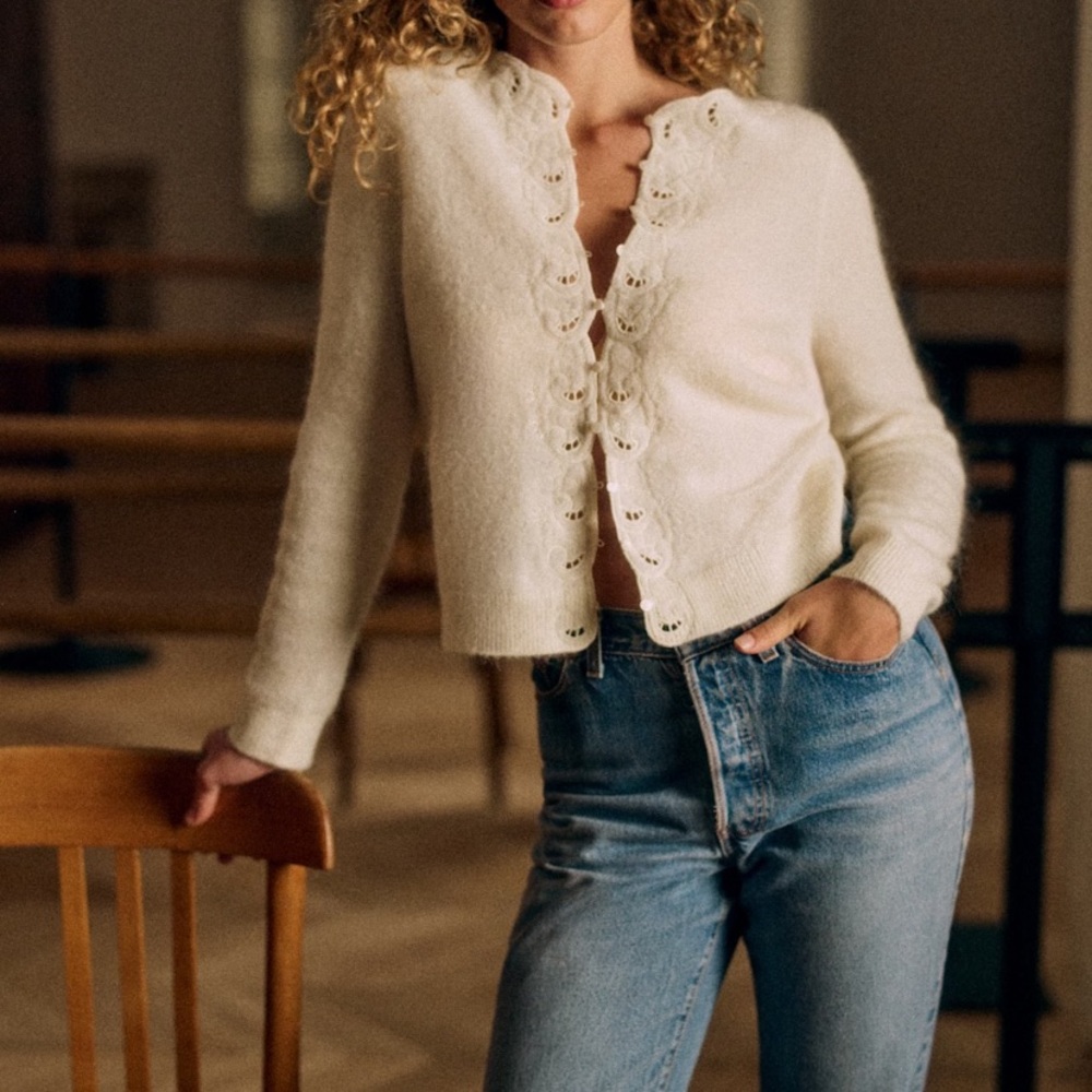 Sézane YSALINE cardigan xxs Ecru